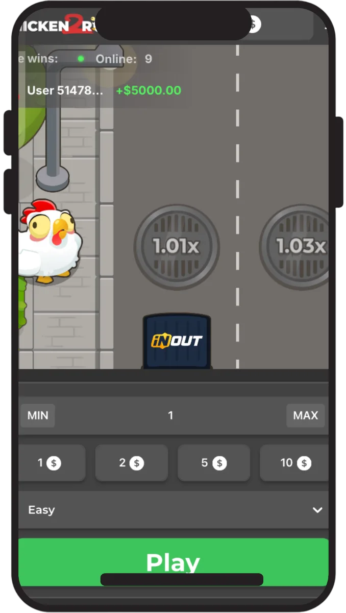 Inizio del gioco in Chicken Road 2: schermata principale della demo